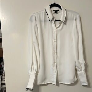 Halogen White Blouse with Black Stitch Trim size XS